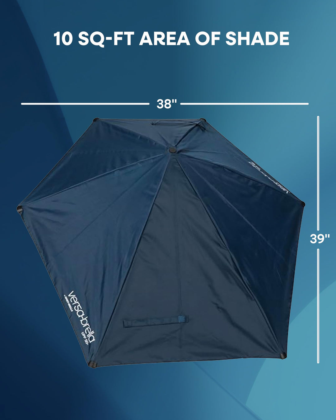 Versa-Brella UPF 50+ Personal Sun Shade - Portable Umbrella for Sports &amp; Outdoors - Secure Clamp, 360-Degree Swivel Adjustable Position for Maximum Sun Protection - Compact with Carry Case