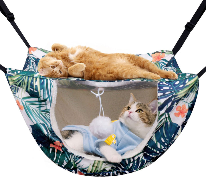 Cat Cage Hammock, Double Layer Soft Plush Hanging Pet Bed, Suitable for Indoor Cats Kitten Ferret Hamster Rabbit or Small Animals, 2 Level Comfortable Hammock Bed for Spring/Summer/Winter