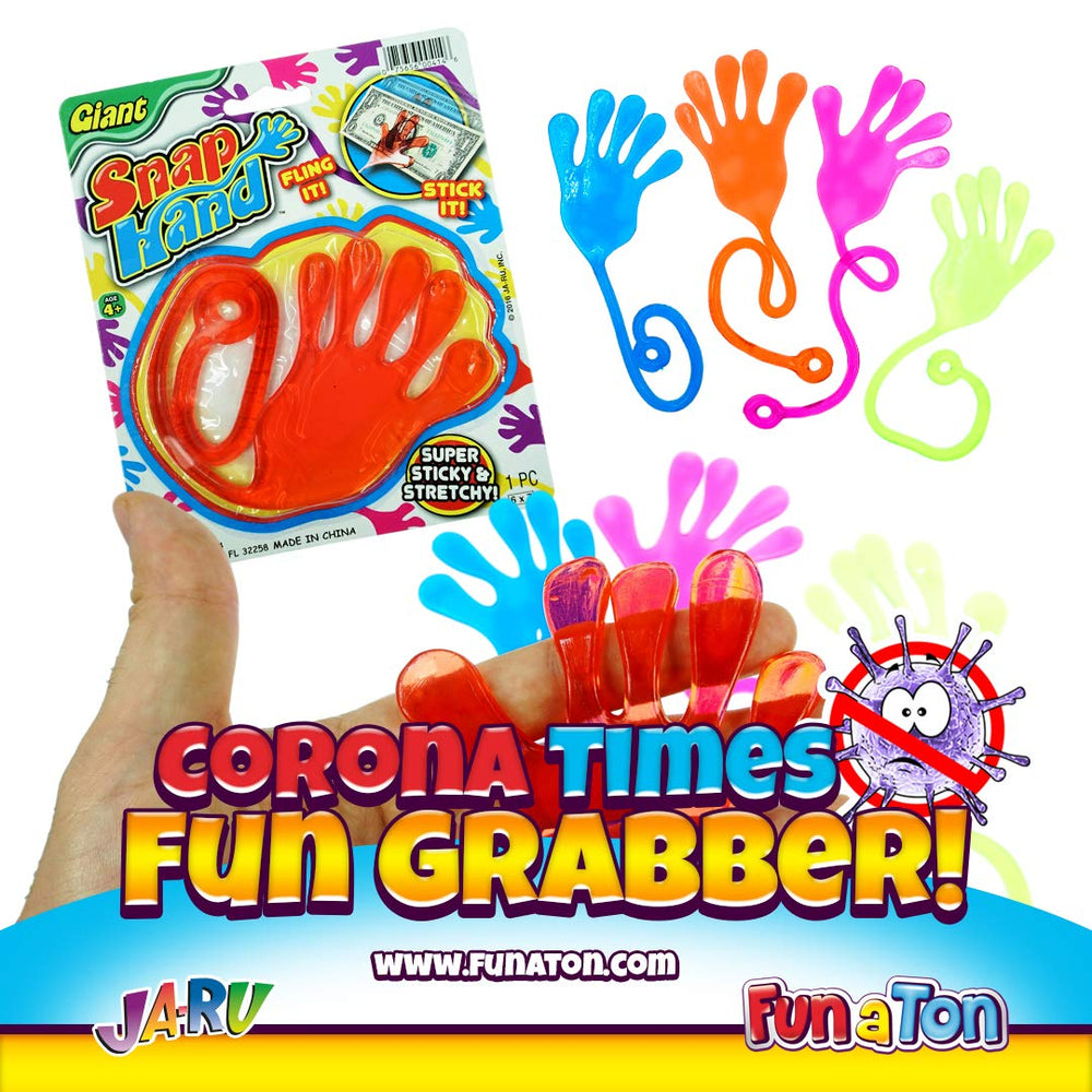 Super Stretchy Sticky Hand Fidget Toy (1 Pack, 2 Sticky Hands) Sticky Slap Hand for Kids & Adults. Bulk Party Favors Goodie Bag Birthday Gifts Easter Basket Stuffers Classroom Prizes. 315-1