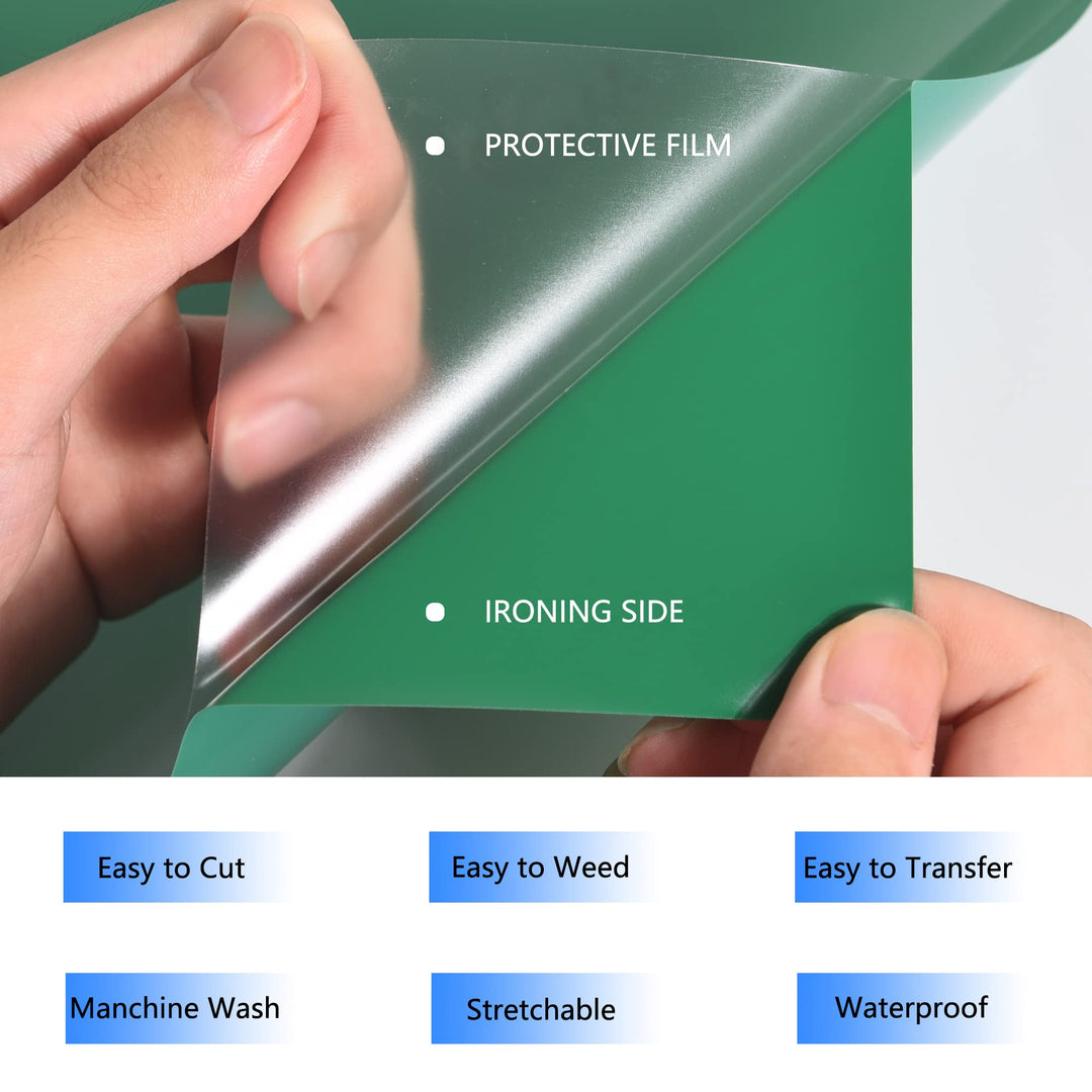 HTV Iron on Vinyl 12Inch by 12ft Roll HTV Heat Transfer Vinyl for T-Shirt HTV Vinyl Rolls for All Cutter Machine - Easy to Cut &amp; Weed for Heat Vinyl Design (12ft, Green)