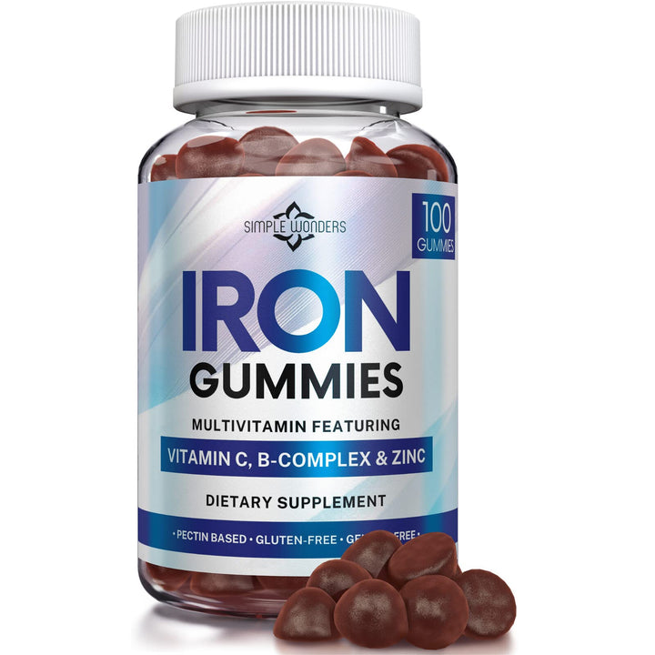 Iron Gummies for Women, Men &amp; Kids - Iron Supplement with Vitamin C, A, Vitamins B Complex, Biotin &amp; Zinc - Multivitamin Chewable Iron Gummies for Adults - Alternative to Iron Pills, Capsules, Tablets