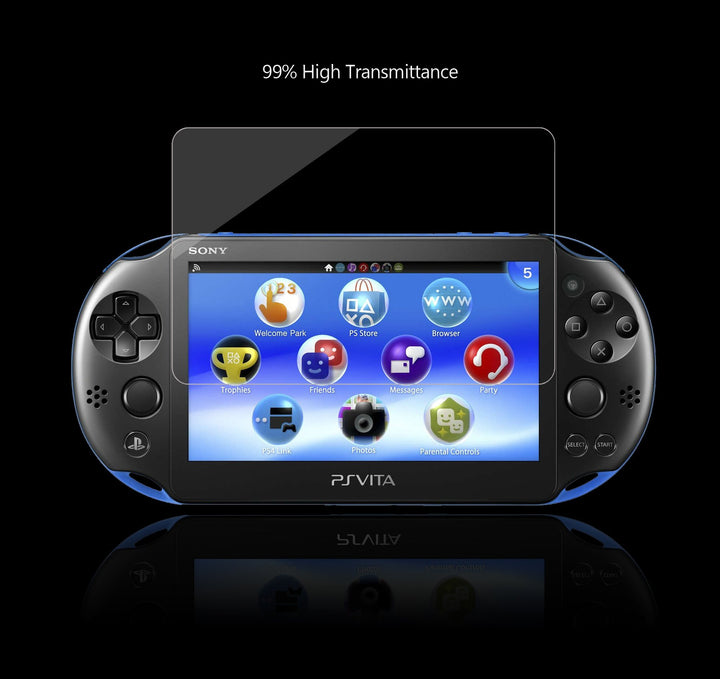 (4-Pack) 2 Front+2 Back Covers Screen Protectors for Sony PlayStation Vita 2000, Akwox 9H Tempered Glass Front Screen Protector and HD Clear PET Back Screen Protective Film for PS Vita PSV 2000