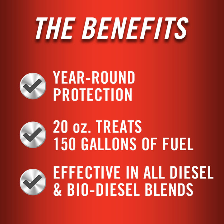 Diesel All-Season - Anti-Gel - Cetane Boost - Cleans And Lubricates Fuel System - Water Demulsification - Treats 150 Gallons -Effective In All Diesel And Bio-Diesel, 20 fl. oz. (15226) , Orange
