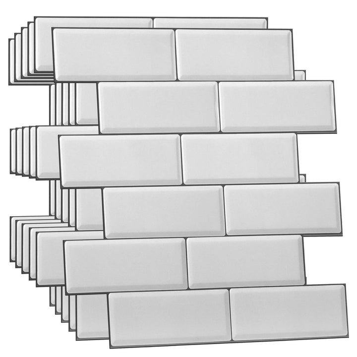 12 Sheets Peel and Stick Kitchen Backsplash Tile Stickers Self Adhesive Stick on Subway Tile 12 x 6 Bathroom Splashback Water Heat Resistant 3D Wall Tiles Gray Glossy