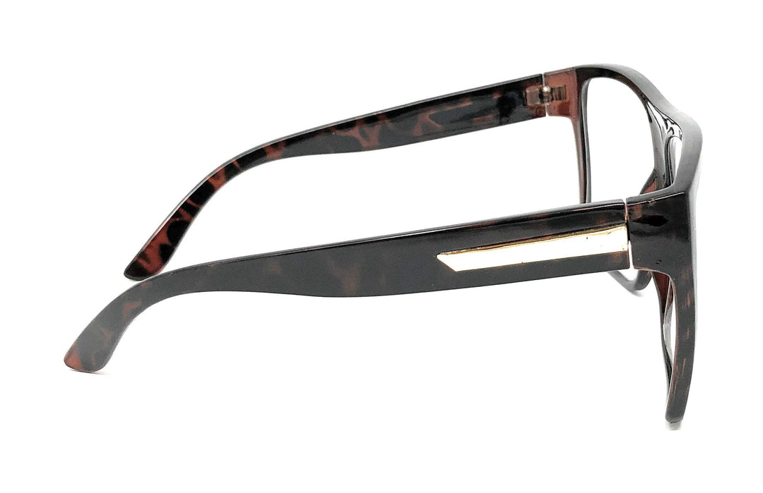 Tortoise Super Oversized Eyeglasses Flat Top Square Cle