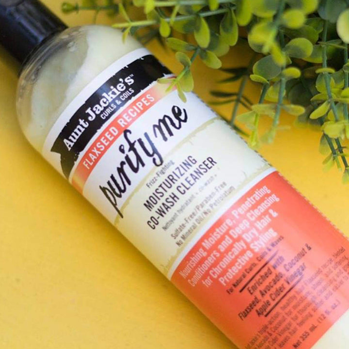 Aunt Jackie&#39;s Flaxseed Recipes Purify Me, Moisturizing Co-Wash Cleanser, Penetrating Conditioners and Deep Cleansing for Chronically Dry Hair, 12 Ounce Bottle