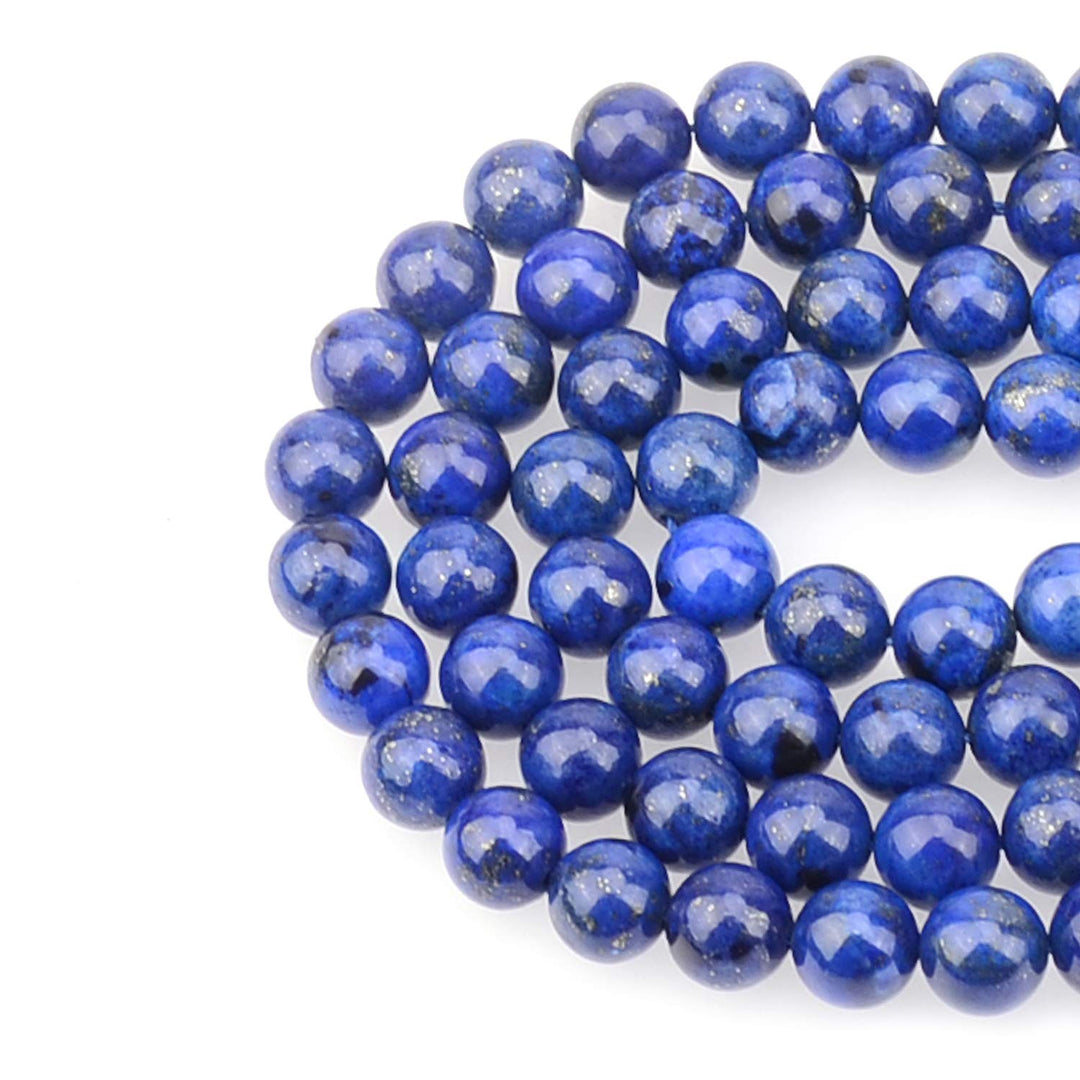 100PCS 8mm Blue Lapis Gemstone Round Loose Beads for Jewelry Making with Crystal Stretch Cord