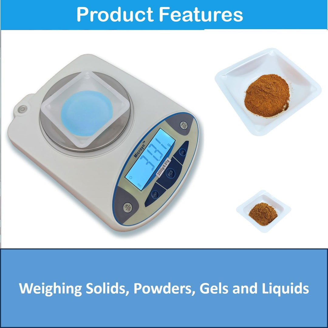 Medium 3.5 Square Polystyrene Weigh Boats, Weighing Dishes, Weighing Boats with Easy-Pour Spout, Anti-Static Disposable Tray, 100ml (120 pcs)