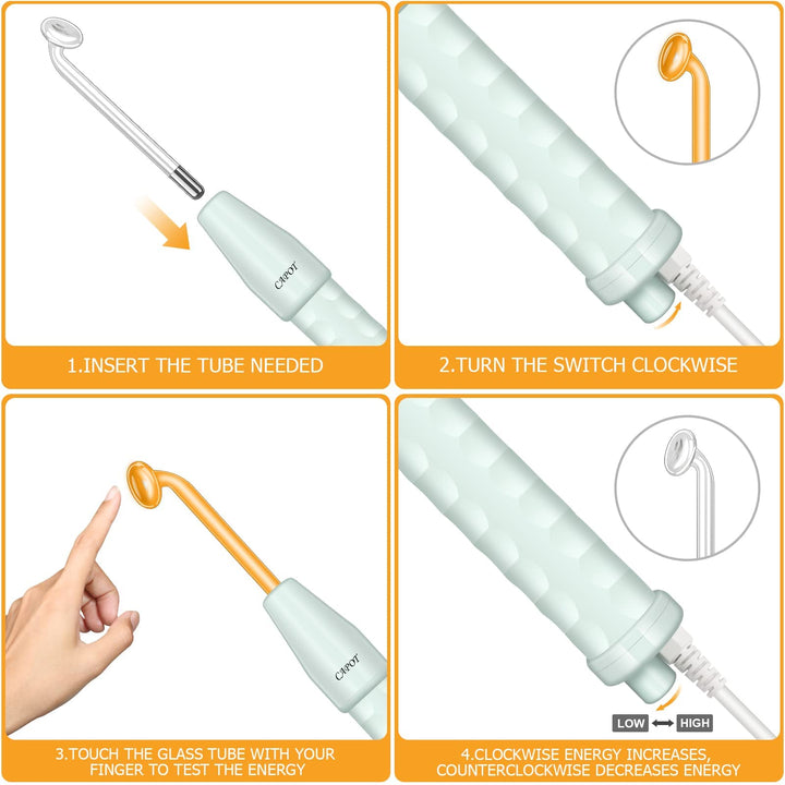High Frequency Facial Wand Portable Handheld High Frequency Facial Machine with 4 Different Neon Tubes