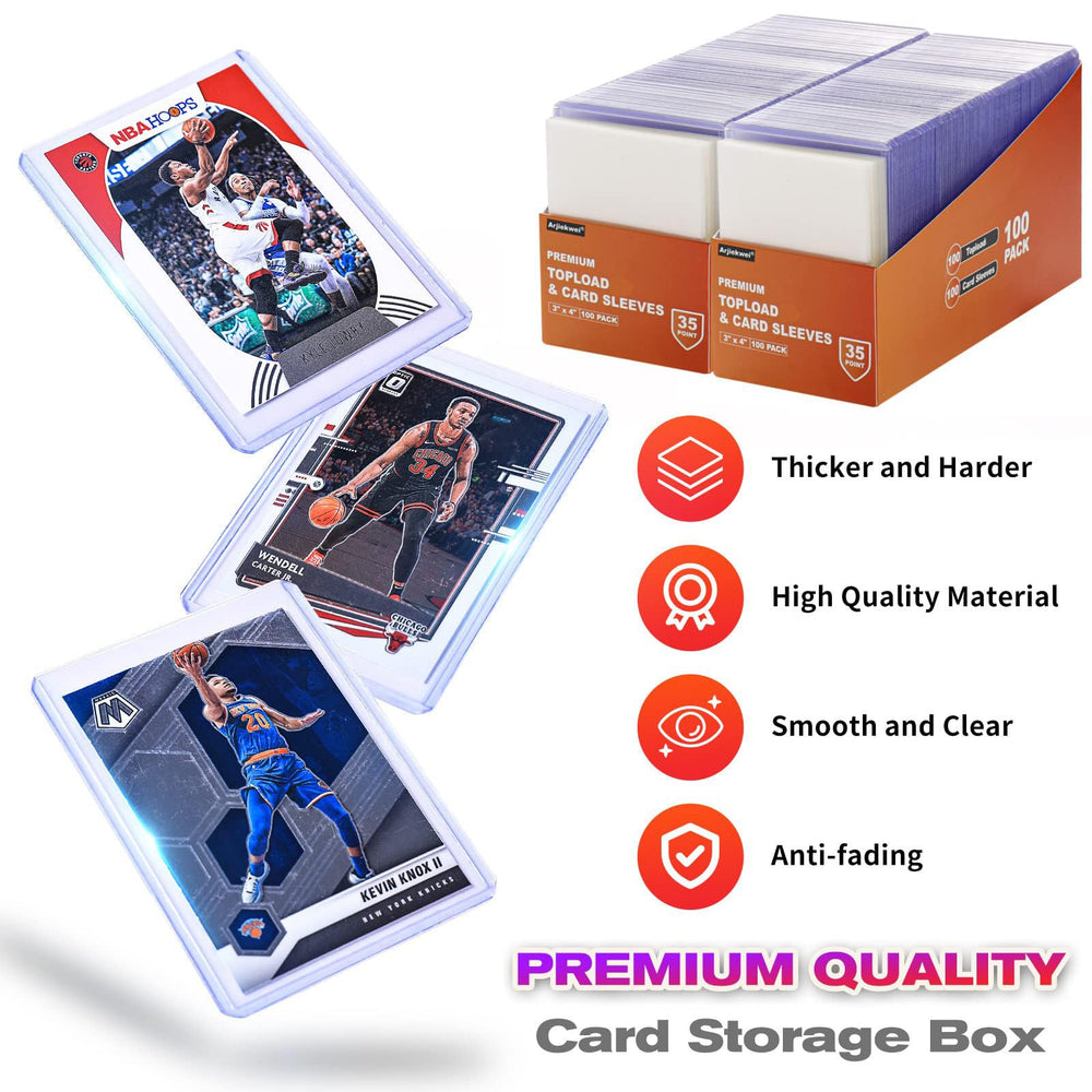400 Card Sleeves Top Loaders for Cards, 3X4 Baseball Card Protectors Hard Plastic, Premium Toploaders Card Holder for Trading Sports Football Game Cards(200 Top Loaders + 200 Card Sleeves)
