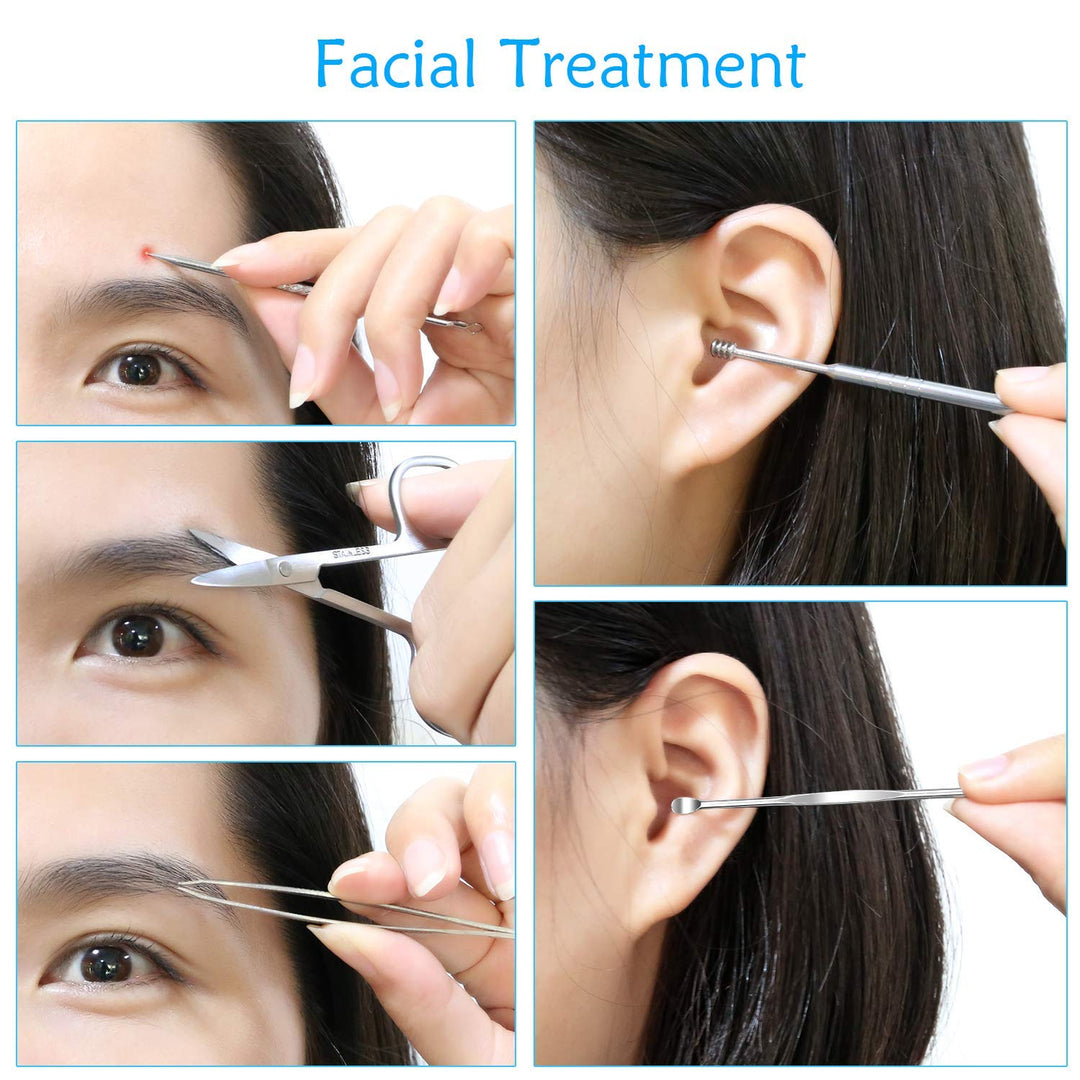 Manicure Kit Nail Clippers Pedicure Kit -19 Pieces Stainless Steel Manicure Set, Professional Grooming Kits, Nail Care Tools with Luxurious Travel Case (Blue)