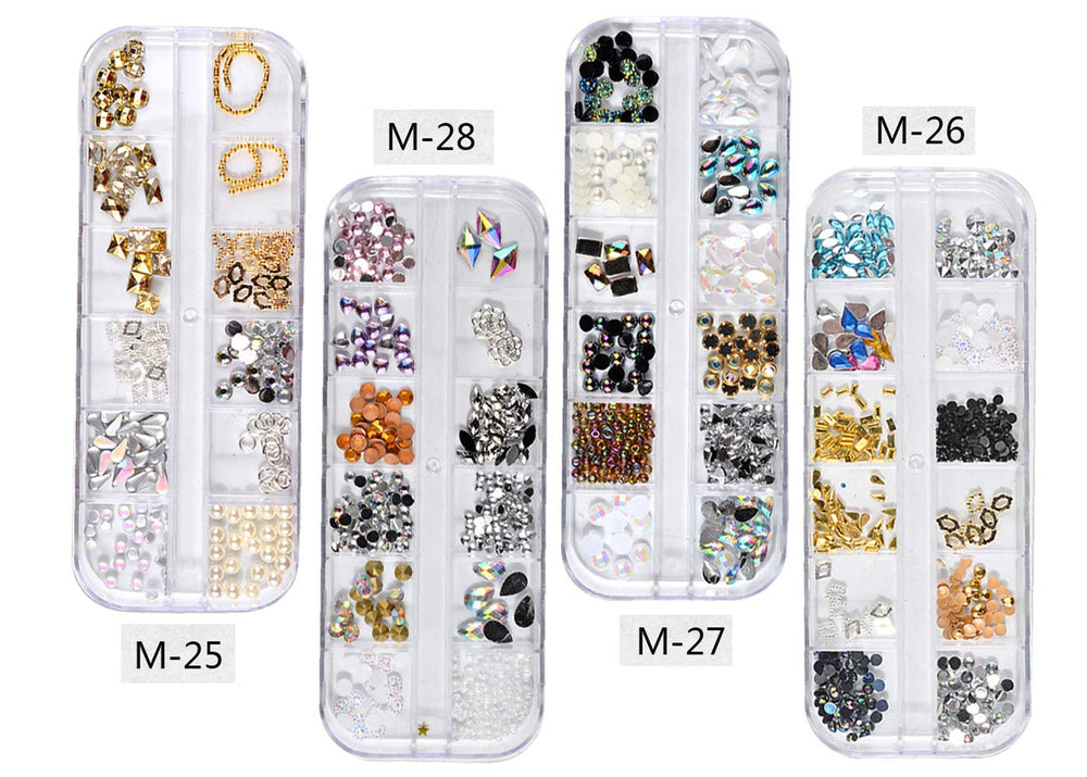 4 Boxes Crystals Nail Art Rhinestones Multicolor Nail Studs Horse Eye Rhinestones for Nail Art Decorations Supplies