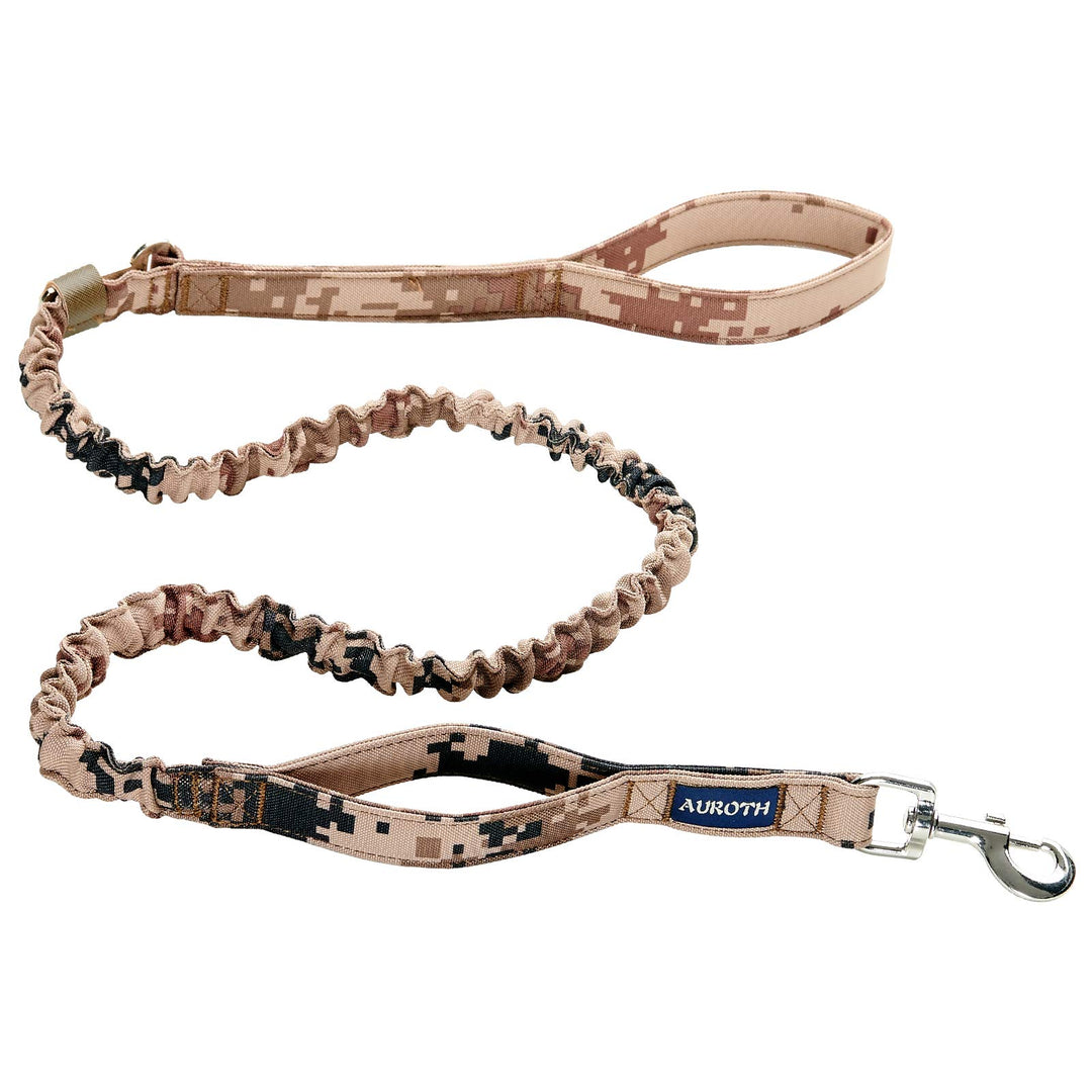 AUROTH Dog Leash Large Dogs, Heavy Duty Dog Leash Bungee, No Pull Dog Leash for Shock Absorption, Desert Camo Dog Training Leashes for Medium Large Breed Dogs 6FT, 2 Padded Handles