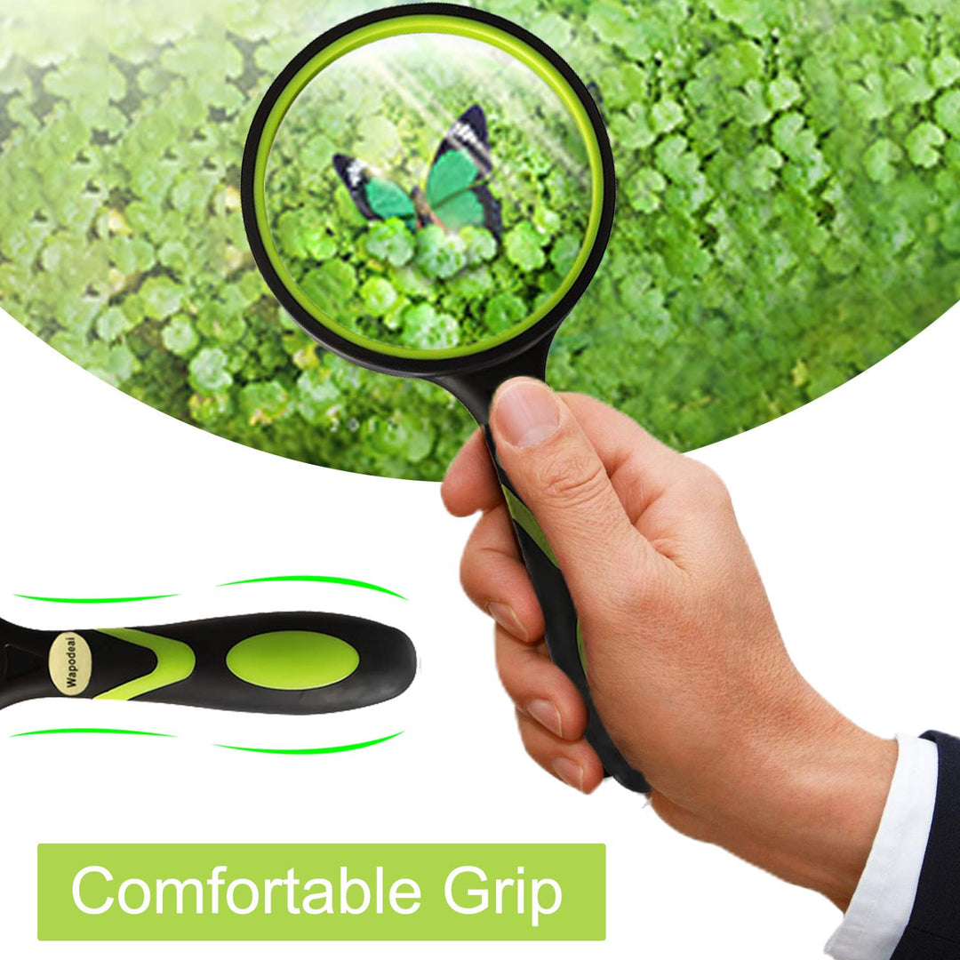 Wapodeai Shatterproof Magnifying Glass 4X Handheld Read