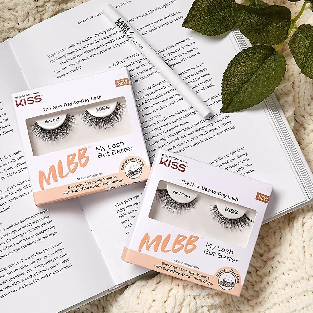 MLBB My Lash But Better False Eyelashes, Everyday Wearable Volume with Superfine Band Technology, Easy To Apply, Reusable, Cruelty-Free, Strip Lashes, Blessed, 1 Pair Fake Eyelashes