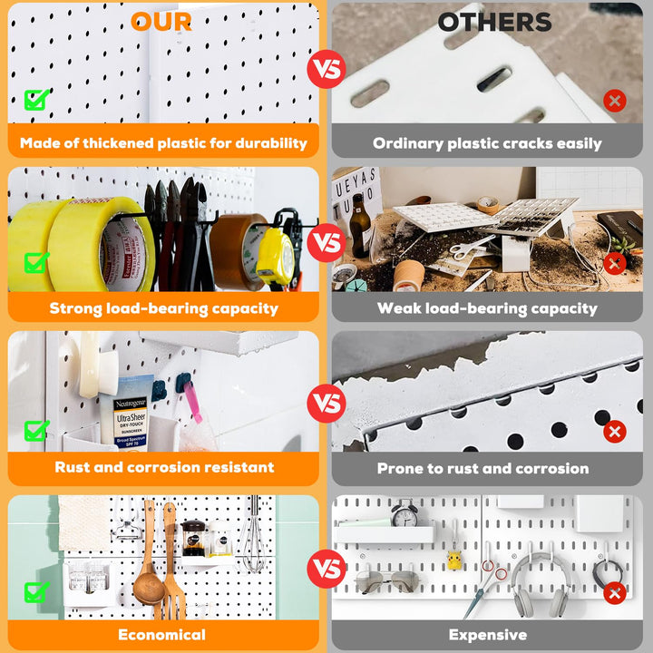 6Pcs Pegboard, Peg Board, Pegboard Wall Organizer, Moun