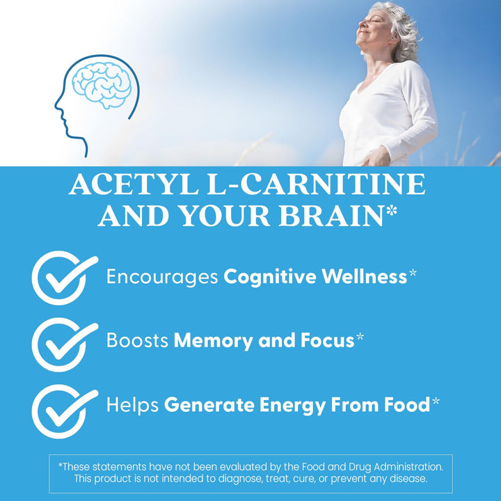 Doctors Best Acetyl-L-Carnitine, Supports Mental Focus &amp; Alertness, Non-GMO, Gluten Free, Soy Free, Vegan 120 Veggie Caps