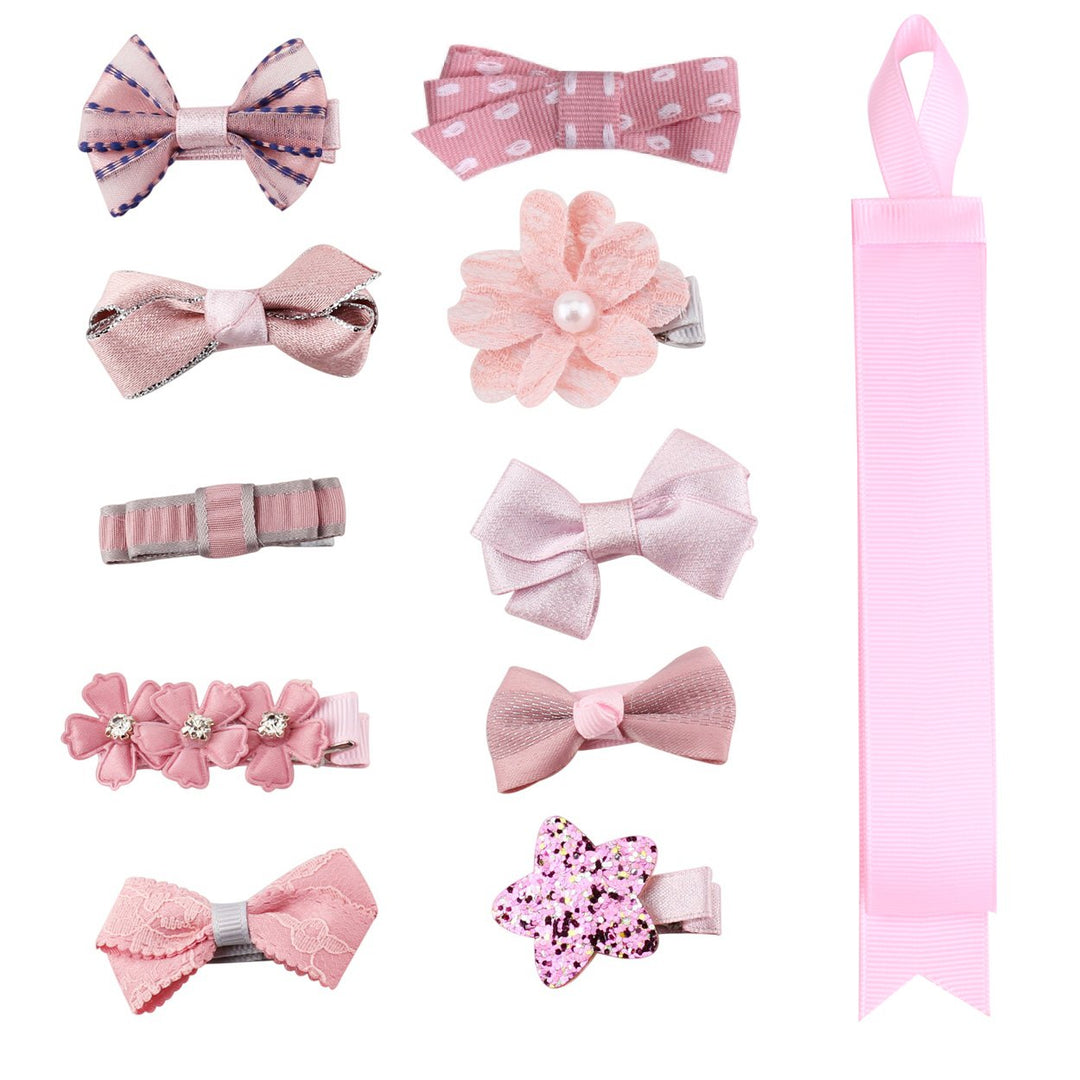 Boutique Baby Girls Toddler Hair Bow Clips Barrettes with Hair Bows Holder, Pink A, 1 Count (Pack of 1)