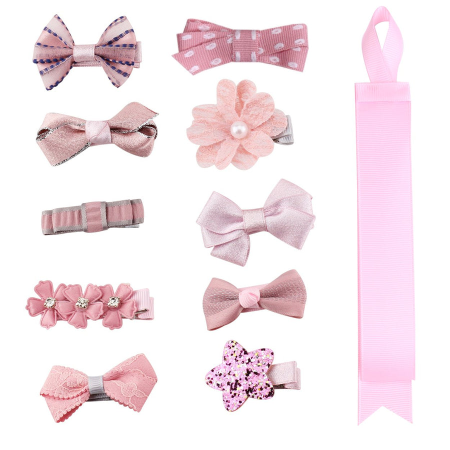 Boutique Baby Girls Toddler Hair Bow Clips Barrettes with Hair Bows Holder, Pink A, 1 Count (Pack of 1)