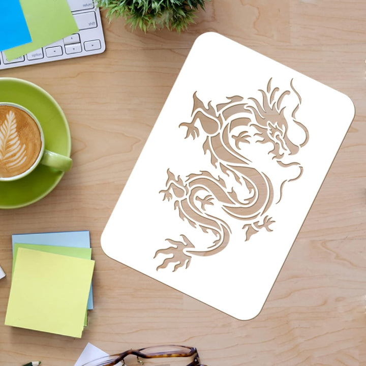Dragon Stencils 11.7x8.3Inch/29.7x21cm Reusable Dragon Wall Decor Stencil Chinese Asian Oriental Dragon Stencil for Painting on Wall Furniture Fabric Wood