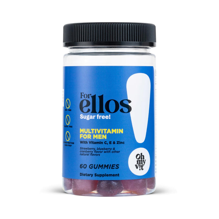 OH MY VIT! for Ellos Men’s Multivitamin Gummy with Vitamins C, E, and Zinc, Sugar Free Berry Flavor, 60 Count