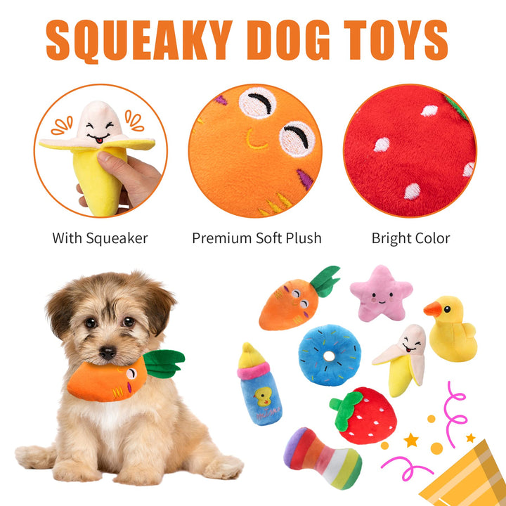 12 Pack Puppy Teething Toys for Small Dogs - Plush Squeaky &amp; Rope Chew Set Bundle, Safe Durable and Non-Toxic for Interactive Play and Dental Health