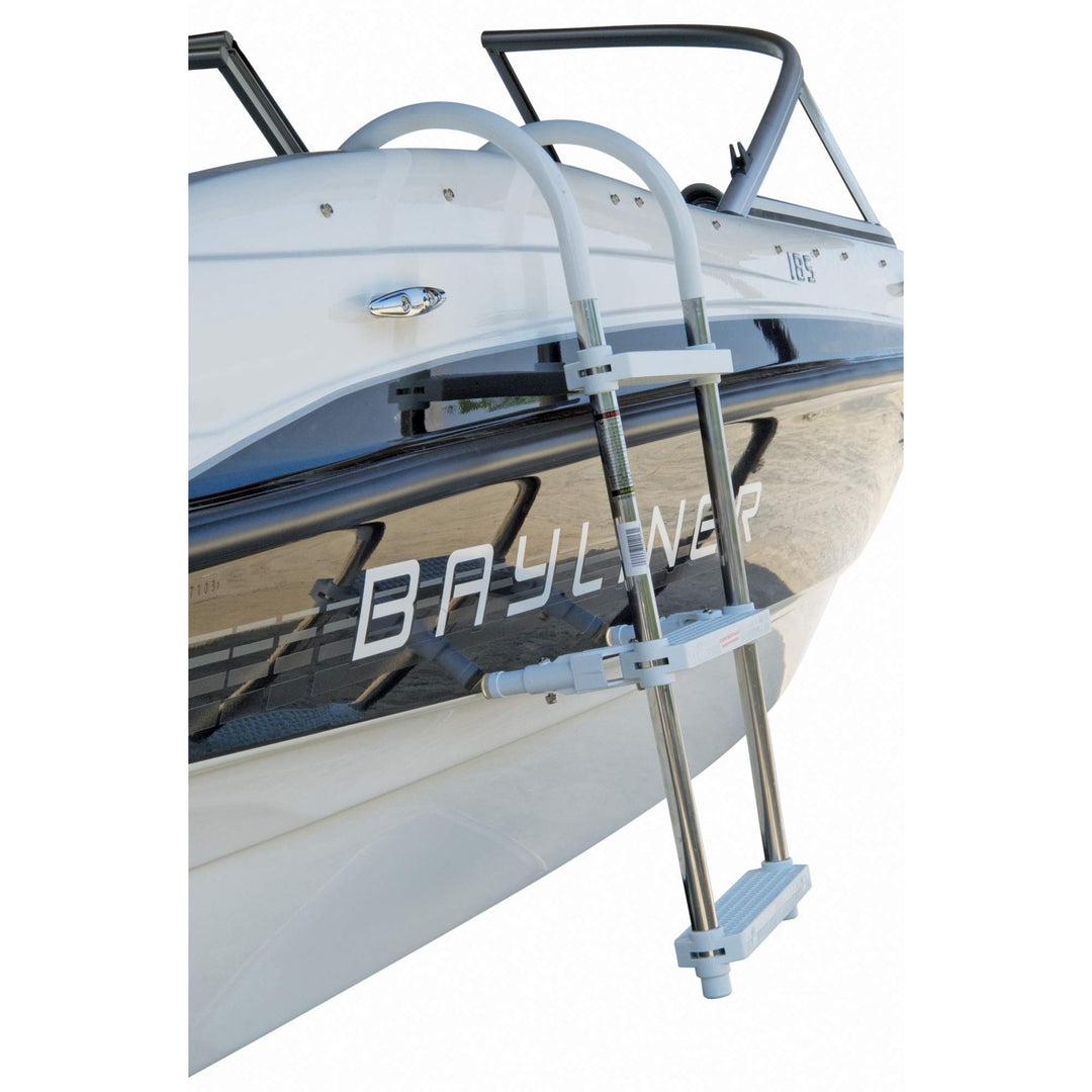 DotLine Boat Aluminum 3 Step Ladder 11 Hooks Center to Center for Gunwales 10 or Less