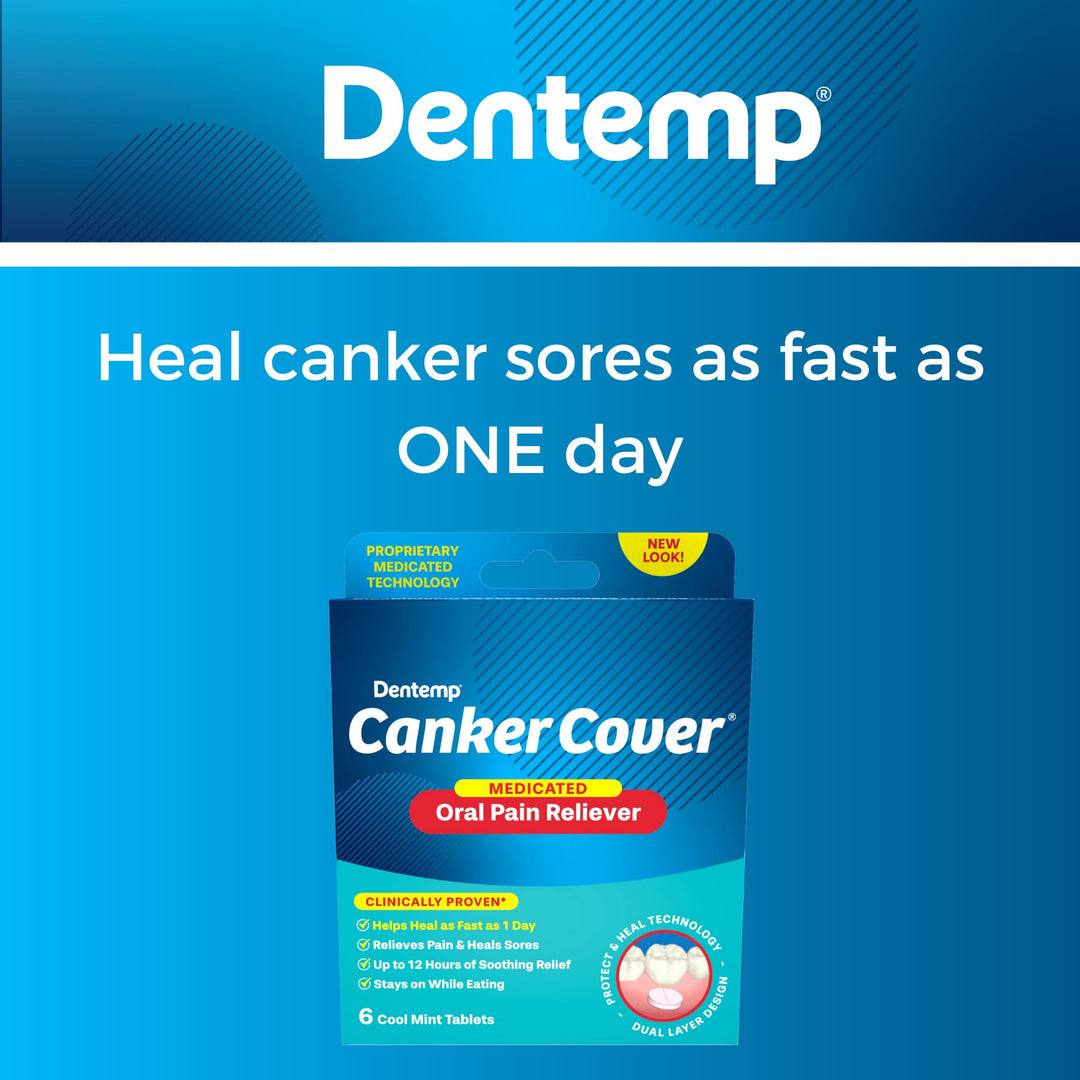 Canker Cover - Canker Sore Medicine Pain Reliever (6 Counts) - Canker Sore Treatment to Relieve Canker Pain, Mouth Sores &amp; Mouth Irritation - Fast Acting Canker Sore Relief Tablets for Adults
