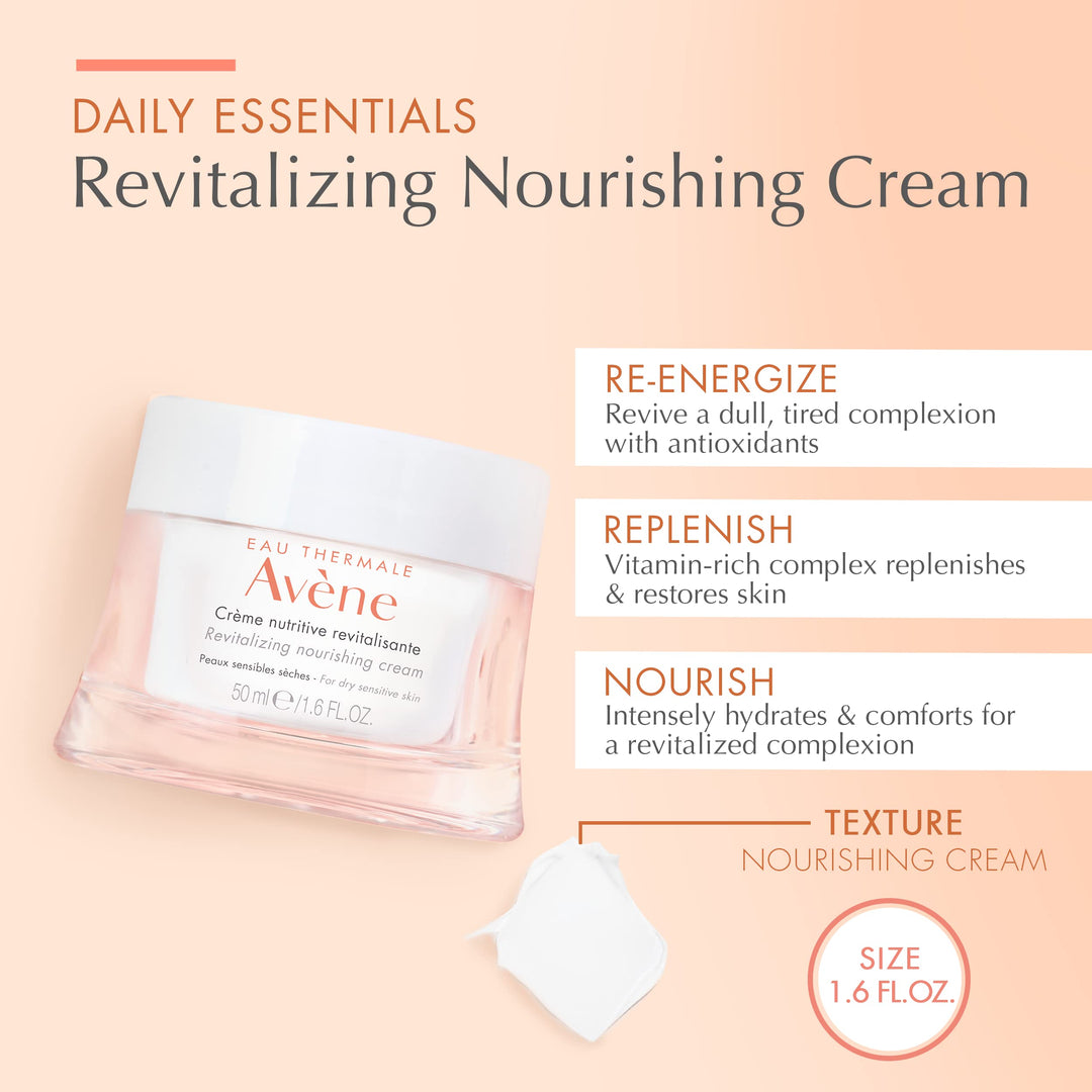 Eau Thermale Avène Revitalizing Nourishing Cream, Ultra Nourishing Face Moisturizer, Non-comedogenic 1.6 fl. oz.