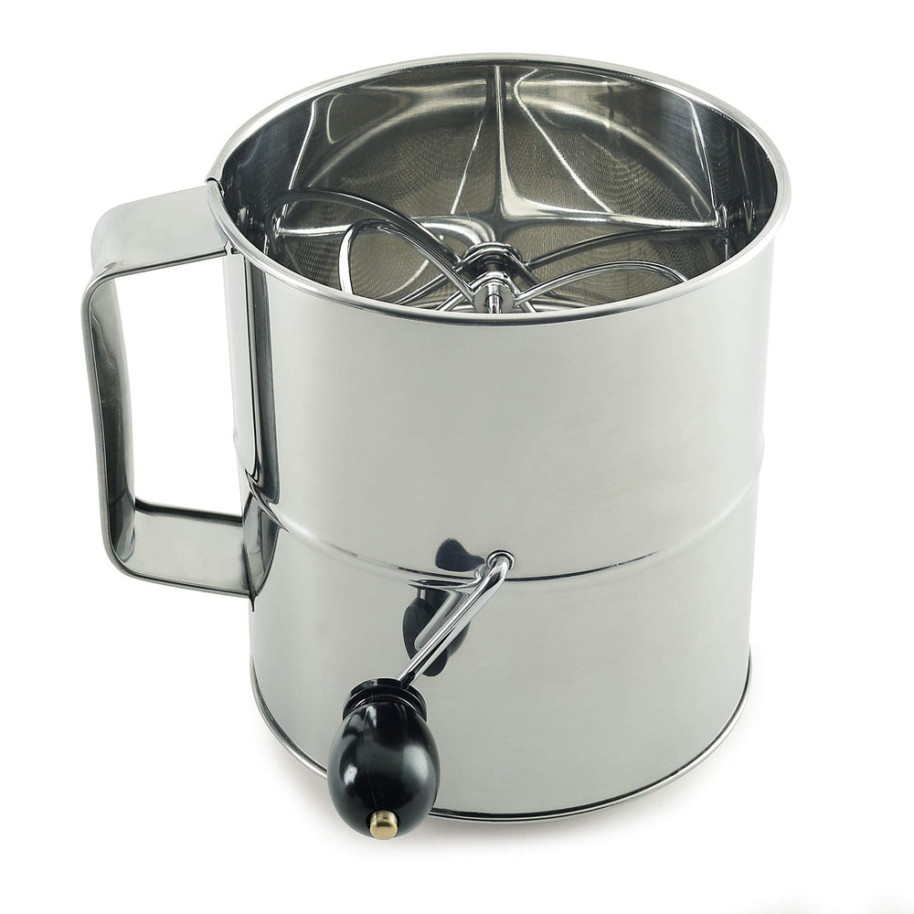 Norpro Polished 8-Cup Stainless Steel Hand Crank Sifter