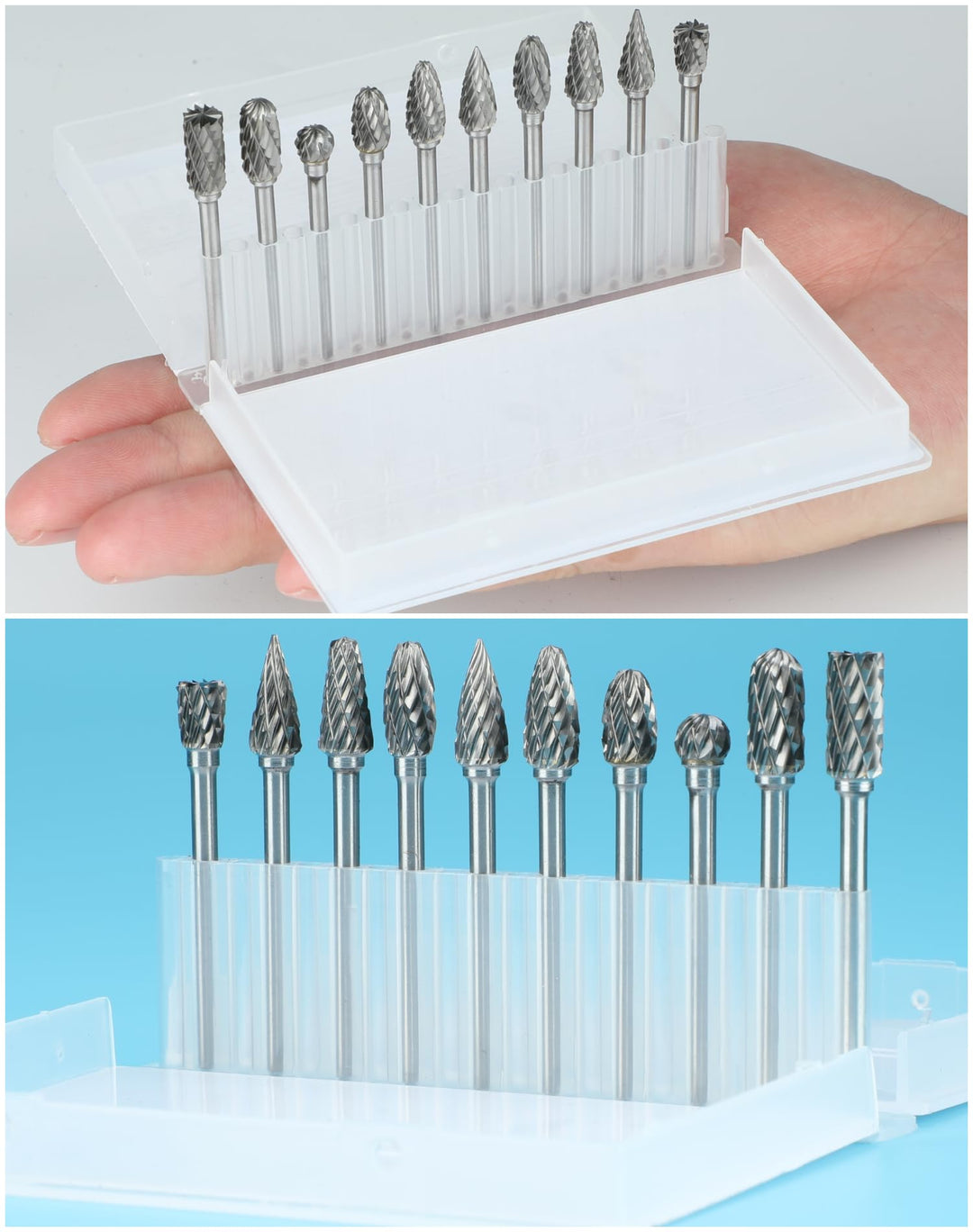 10Pcs 1/8 Shank Carbide Burr Bits Compatible with Dremel Bits Metal Grinding Bits Wood Stone Carving Cutting Engraving Grinder Kit Attachment Rotary Tool Accessories Set Harder Than Diamond