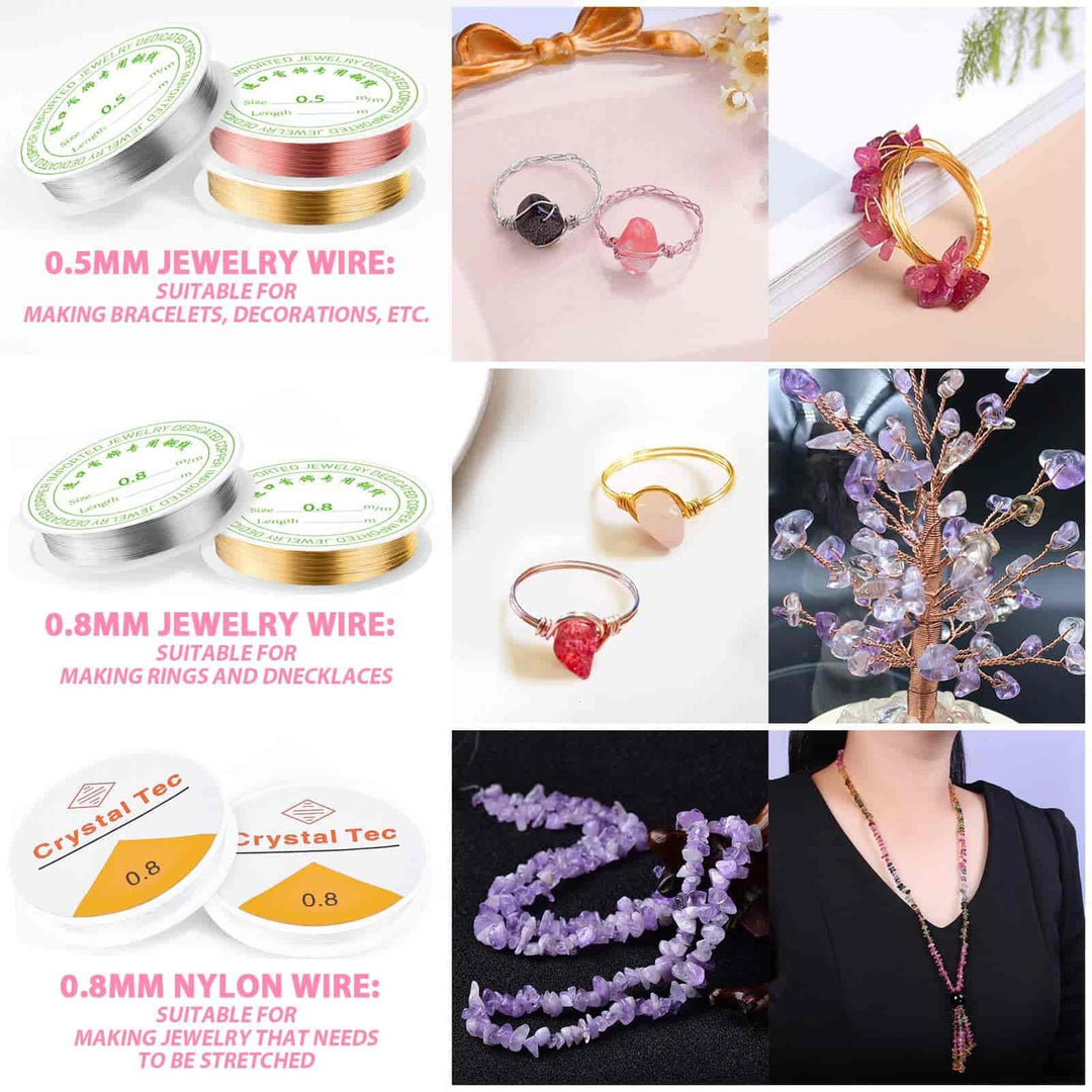 Ring Making Kit with Crystal Beads, 28 Colors Crystal Jewelry Making Kit with Crystals, Jewelry Wire, Pliers and Earring Making Supplies for Jewelry Making