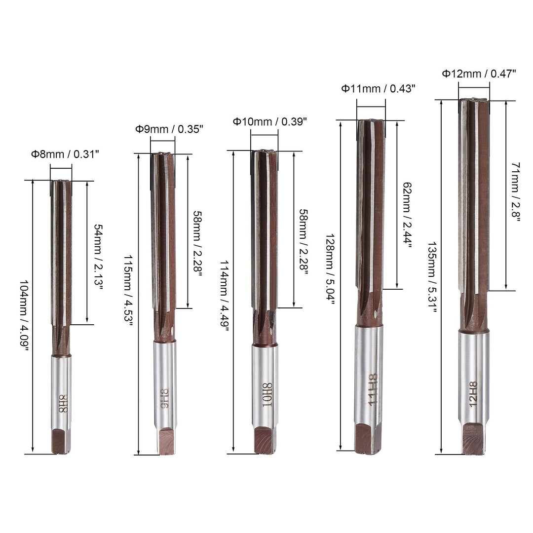 Hand Reamers Set H8 Accuracy Alloy Tool Steel 6 Flutes Straight Shank Milling Cutter Tool 10pcs (3mm, 4mm, 5mm, 6mm, 7mm, 8mm, 9mm, 10mm, 11mm, 12mm)