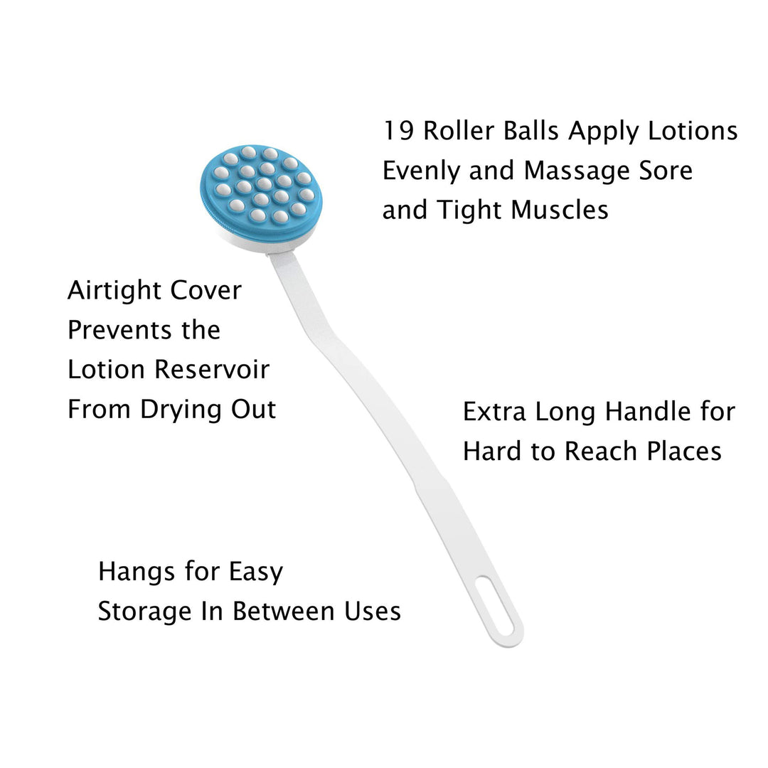Remedy Lotion Applicator for Back – Long Handled Roll-On Dispenser and Handheld Back Massager – Wand for Applying Sunscreen, Cream, or Shower Gel