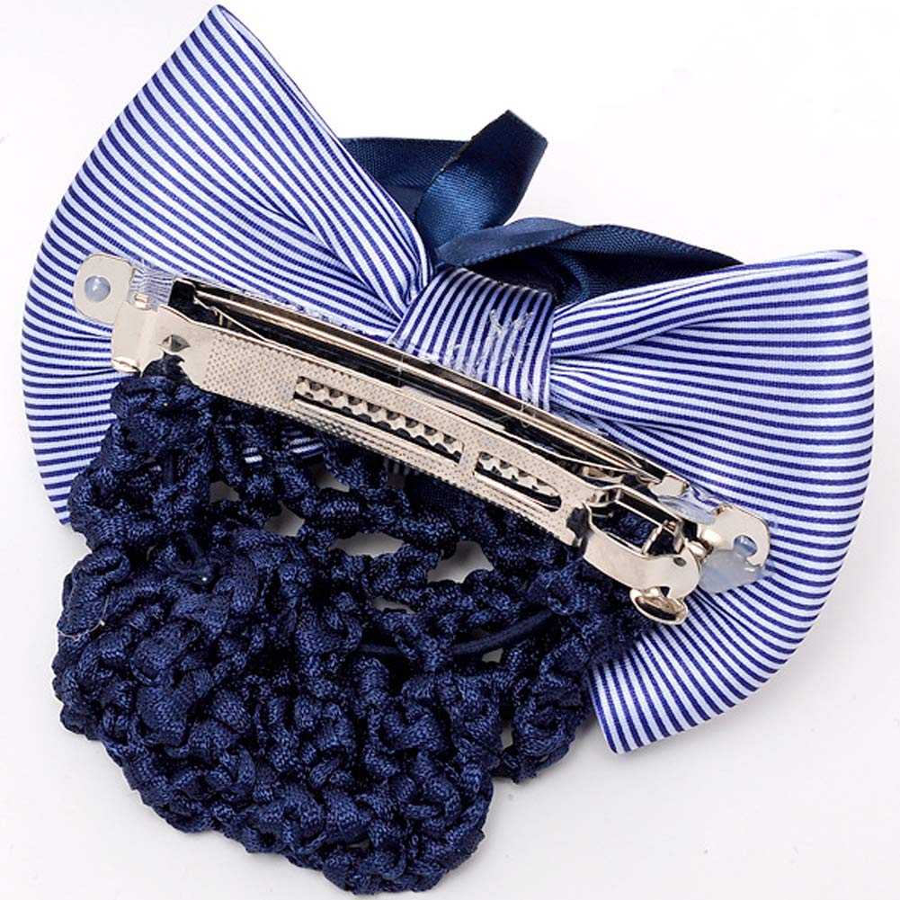 4.3 Women Bun Cover Net Snood Bowknot Decor Barrette Hair Clip HC110 (3)