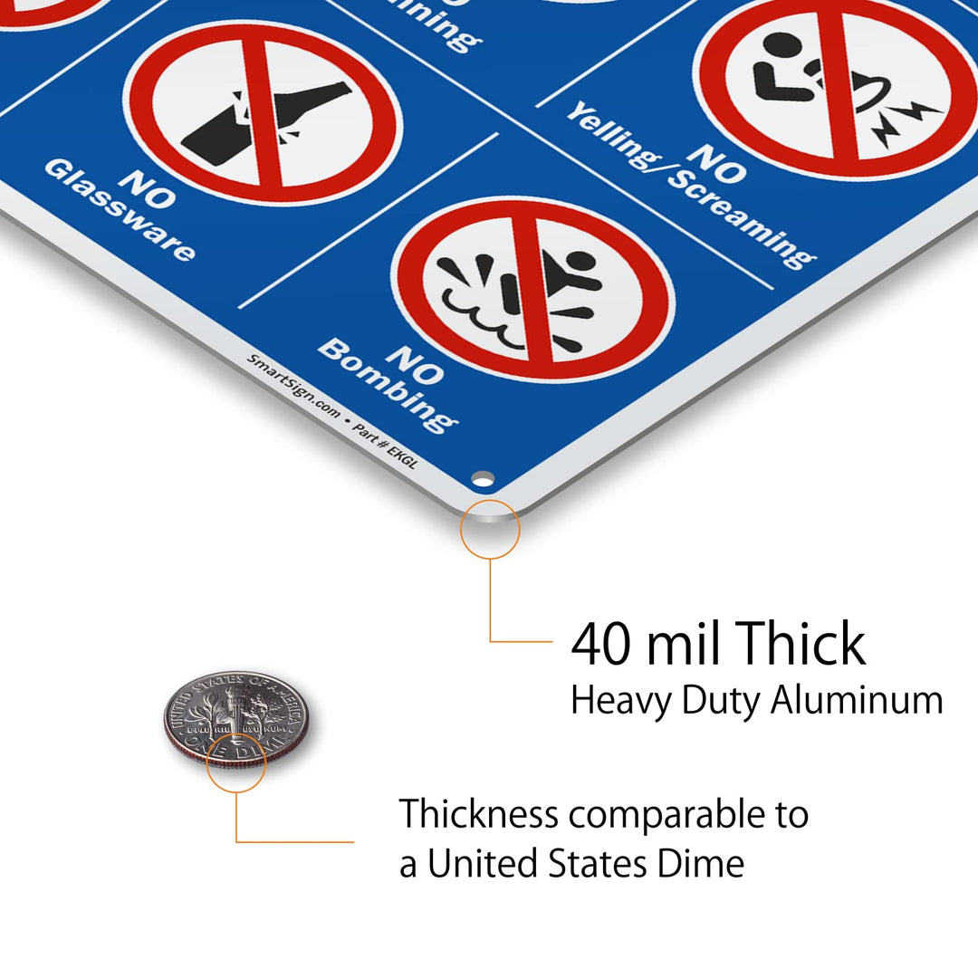 SmartSign 14 x 10 inch “Pool Rules - No Diving, No Push