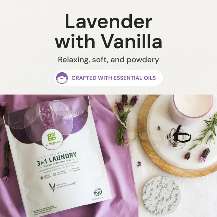 Natural 3-in-1 Laundry Detergent Pods, Lavender with Vanilla, 60 Loads