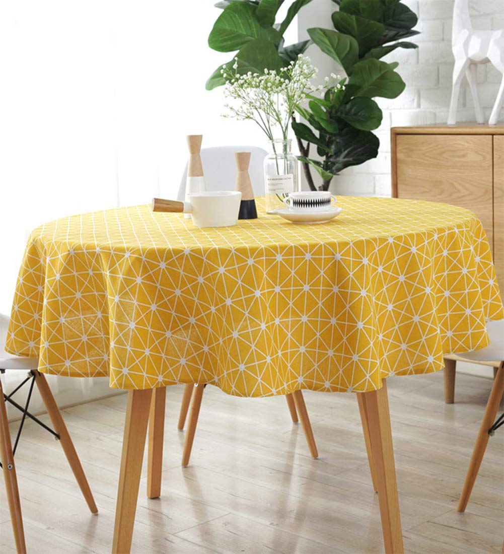 meioro Round Table Cloth Cover Cotton Linen Tablecloth 