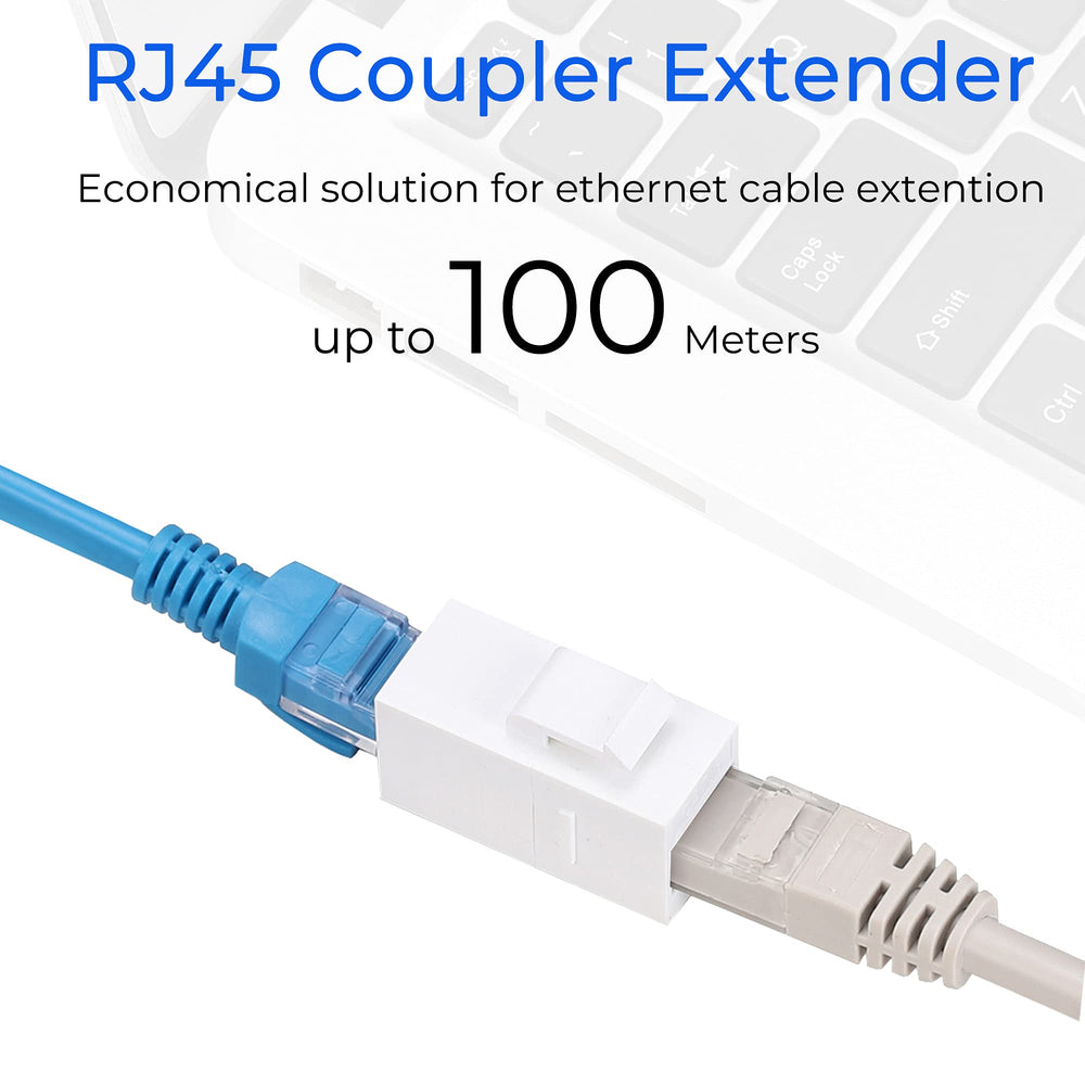 RJ45 Coupler Inline Adapter Keystone, Female to Female Network Connector 5 Pack for Ethernet Cat6/Cat5e/Cat5 Cable Extender with Gold Plated White