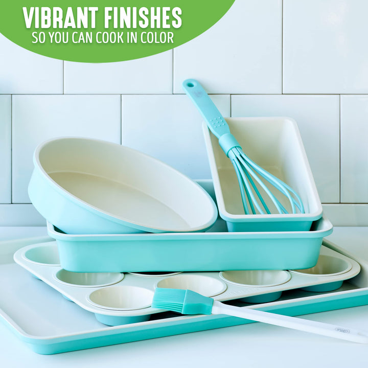 Bakeware Healthy Ceramic Nonstick, 13 x 9 Rectangular Cake Baking Pan, PFAS-Free, Turquoise