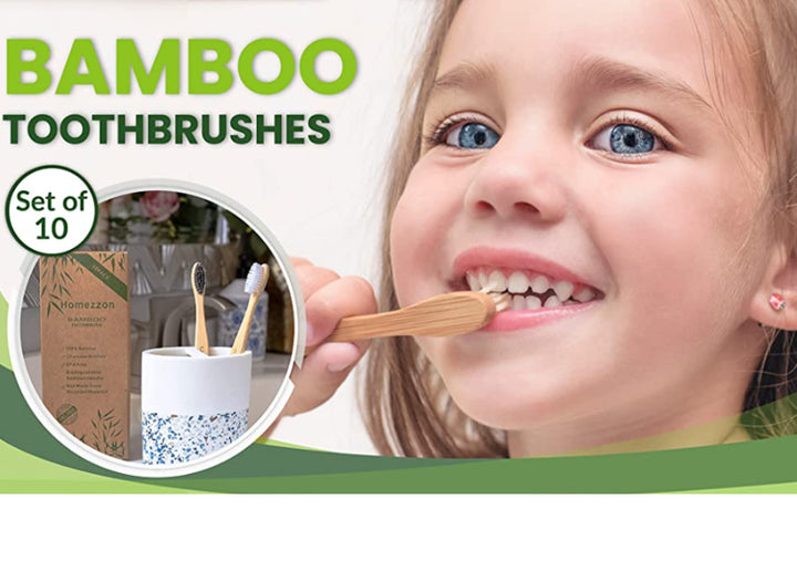 Homezzon Bamboo Toothbrush Set of 10 – Eco-Friendly Woo