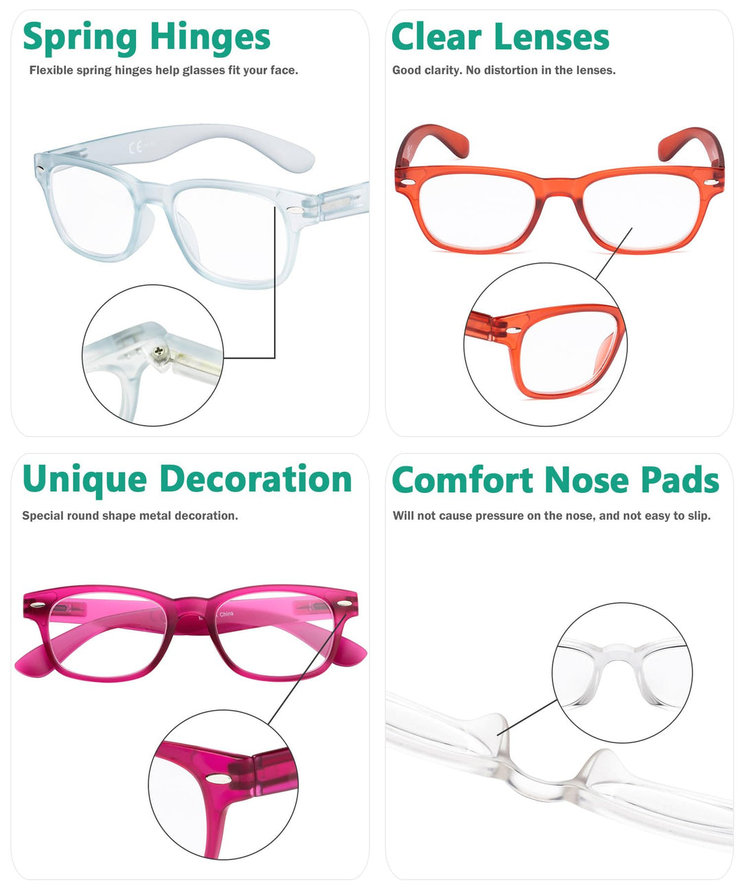 Eyekepper Ladies Reading Glasses - 5 Pack Retro Readers