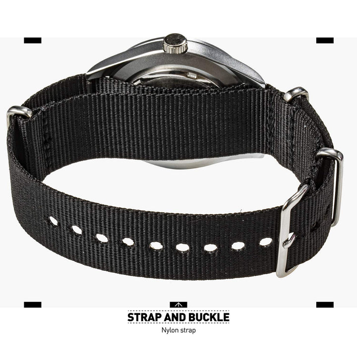 Military Watches for Men Tactical Wrist Watch, Waterproof Outdoor Sport Field Black Mens Analog Wristwatch, Army Casual Work 12/24 Hr Date Day Nylon Band