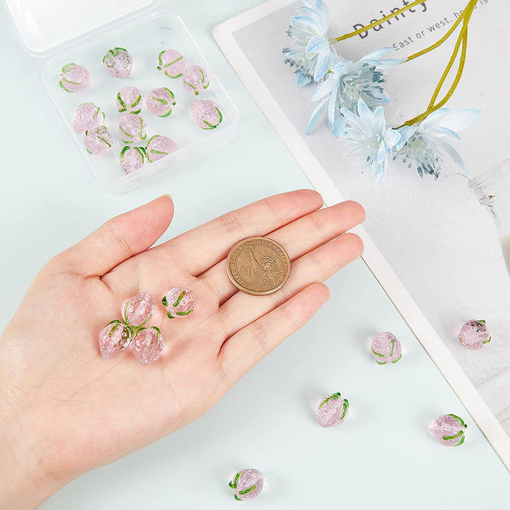 30pcs Strawberry Beads 3D Fruit Beads Handmade Lampwork Glass Beads Loose Beads Pendants Charms for Christmas Spring Summer Bracelets Necklace Earring Jewelry Making