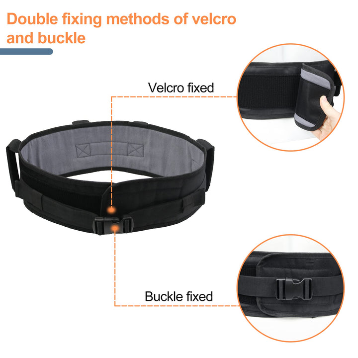 Transfer Belt with Padding Handles, Medical Nursing Safety Gait Patient Assist, for Bariatric/Pediatric/Elderly/Handicap/Occupational &amp; Physical Therapy (L, Black)