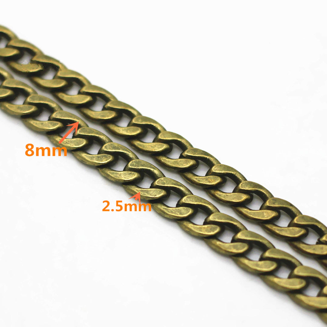 DIY Iron Flat Chain Strap Handbag Chains Purse Chain Straps Shoulder Cross Body Replacement Straps with Metal Buckles (55, Bronze)