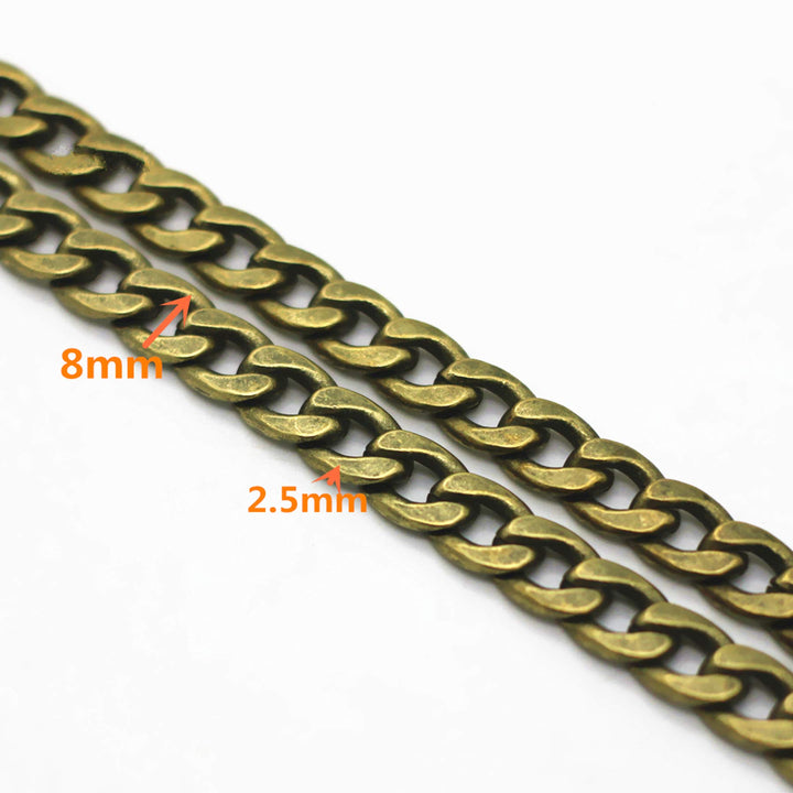 DIY Iron Flat Chain Strap Handbag Chains Purse Chain Straps Shoulder Cross Body Replacement Straps with Metal Buckles (55, Bronze)