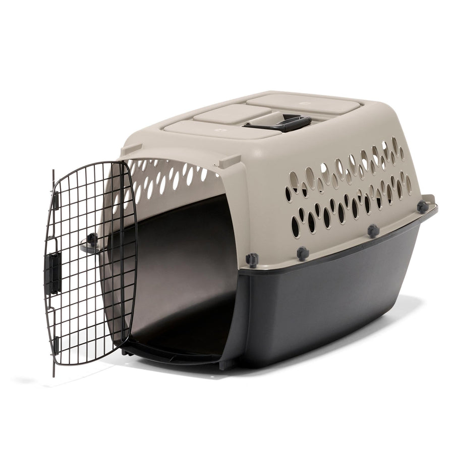 Vari Dog Kennel - Portable Dog Carriers & Crates for Small Dogs, Airline-Friendly, Durable Plastic, Pet Carrier For Home and Travel, 24 Inches, Taupe and Black