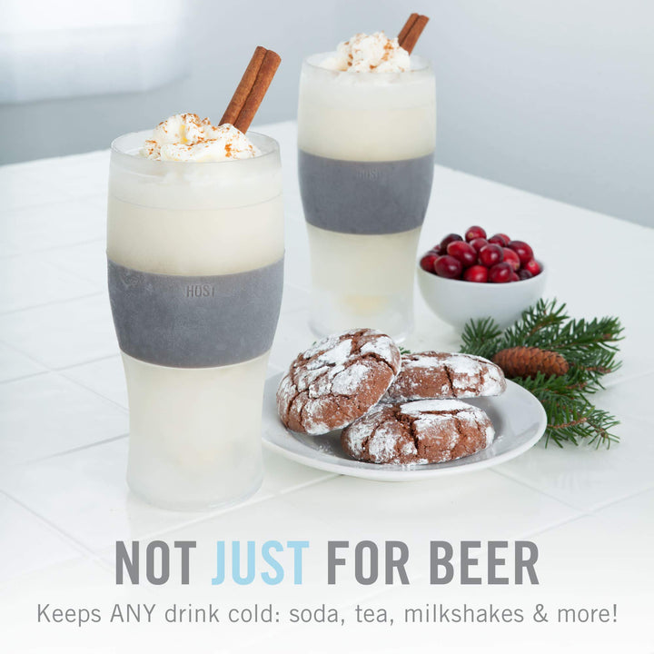 Freeze Beer Glasses, Frozen Beer Mugs, Freezable Pint Glass Set, Insulated Beer Glass to Keep Your Drinks Cold, Double Walled Insulated, 16oz, Grey