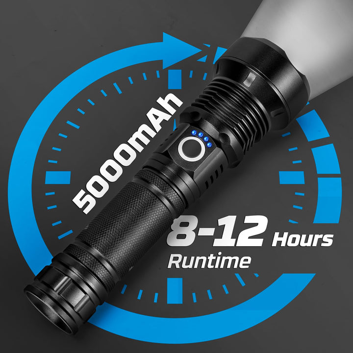 Rechargeable Flashlights 990,000 High Lumens - 2 Pack, Super Bright 12 Hours Long Life LED Flashlight with 5 Modes, High Powered Flash Light for Home, Outdoor